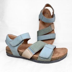 Earth Origins Women’s 7.5 Blue W Outdoor Sandals Orlene Blue Nubuck Leather